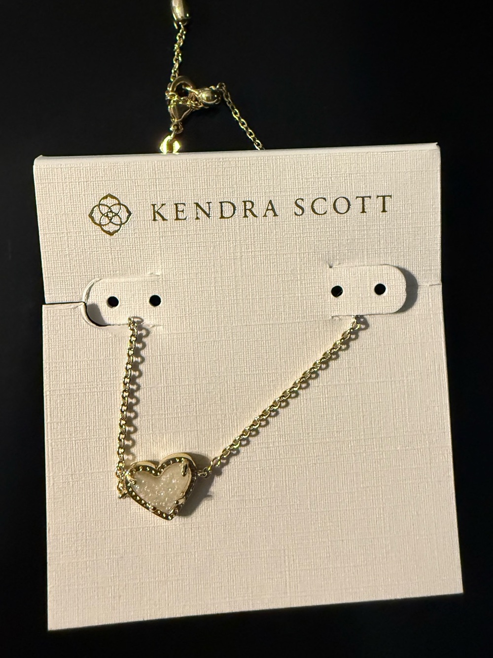 Kendra Scott Gold Tone iridescent Druzy Heart Delicate Chain Bracelet